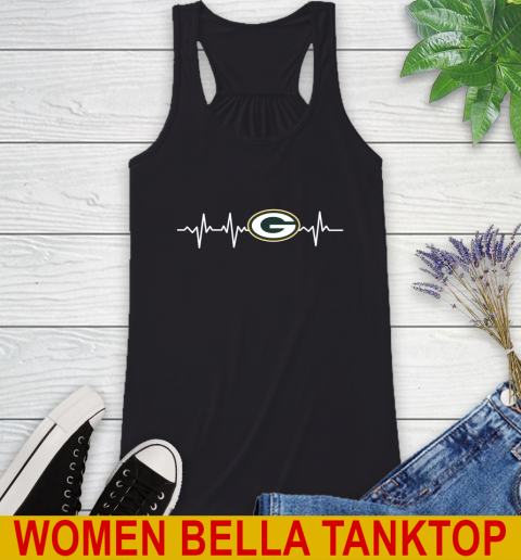 Green Bay Packers NFL Football Heart Beat Shirt Racerback Tank