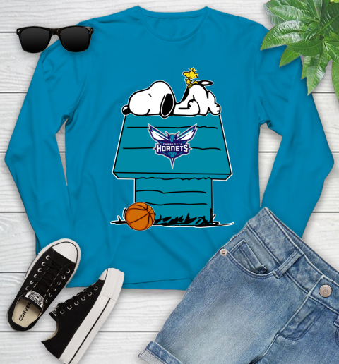Charlotte Hornets NBA Basketball Snoopy Woodstock The Peanuts Movie Youth Long Sleeve 7