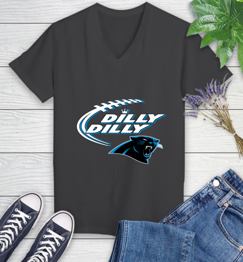 NFL Carolina Panthers Dilly Dilly Football Sports Women's V-Neck T-Shirt 8