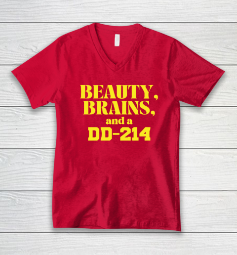 Beauty Brains And A DD-214 V-Neck T-Shirt 5