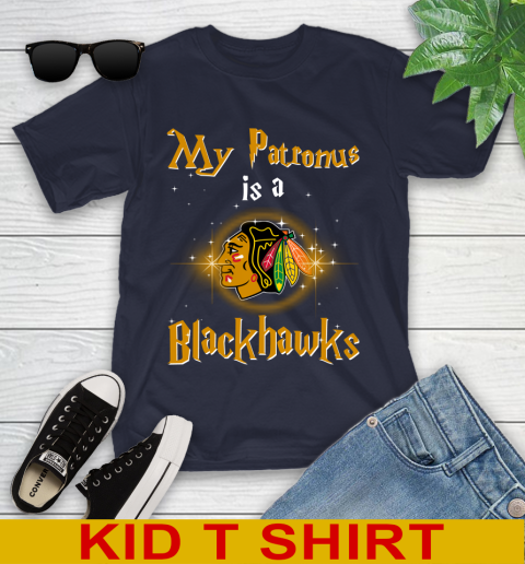 NHL Hockey Harry Potter My Patronus Is A Chicago Blackhawks Youth T-Shirt 2