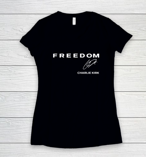Red Freedom Shirt Charlie Kirk Women's V-Neck T-Shirt