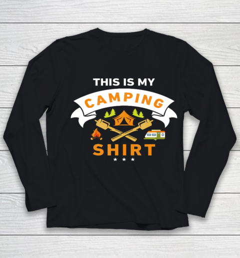 This Is My Camping Shirt Funny Camper Youth Long Sleeve