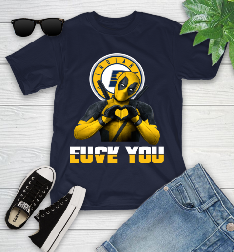 NBA Indiana Pacers Deadpool Love You Fuck You Basketball Sports Youth T-Shirt 2