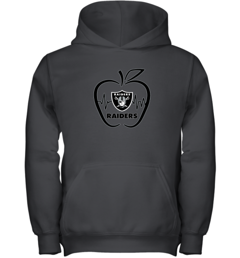 Apple Heartbeat Teacher Symbol Oakland Raiders Youth Hoodie