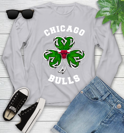 NBA Chicago Bulls Three Leaf Clover St Patrick's Day Basketball Sports Youth Long Sleeve 5