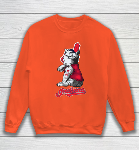 MLB Baseball My Cat Loves Cleveland Indians Sweatshirt 3