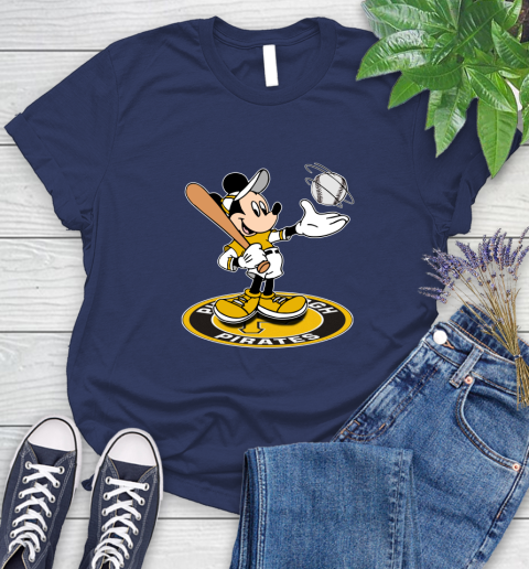 MLB Baseball Pittsburgh Pirates Cheerful Mickey Disney Shirt Women's T-Shirt 12