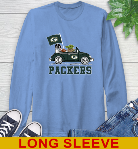 NFL Football Green Bay Packers Darth Vader Baby Yoda Driving Star Wars Shirt Long Sleeve T-Shirt 11