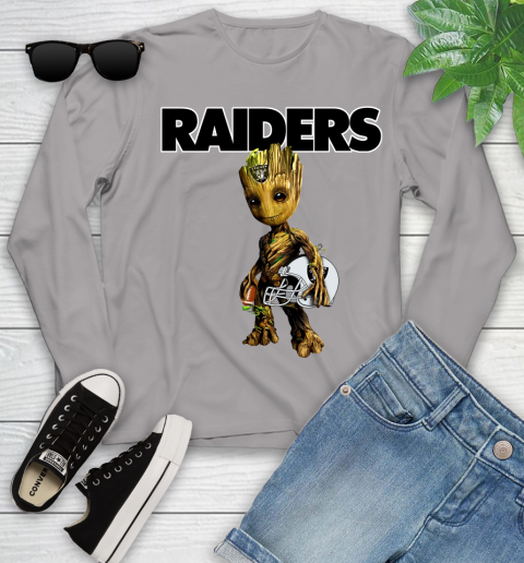 Oakland Raiders NFL Football Groot Marvel Guardians Of The Galaxy Youth Long Sleeve 5