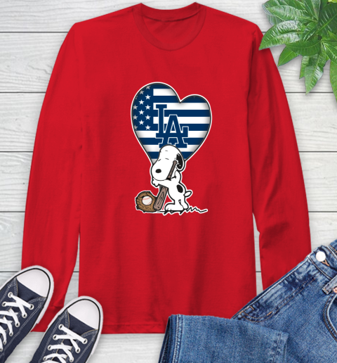 Los Angeles Dodgers MLB Baseball The Peanuts Movie Adorable Snoopy Long Sleeve T-Shirt 10
