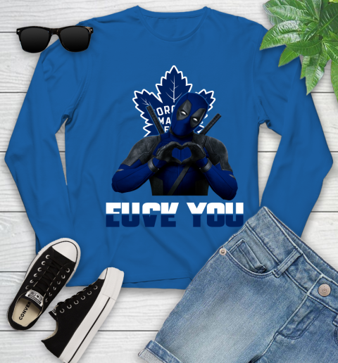 NHL Toronto Maple Leafs Deadpool Love You Fuck You Hockey Sports Youth Long Sleeve 10