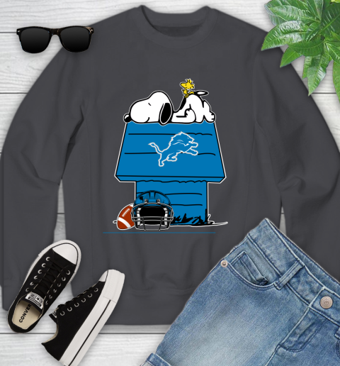 Detroit Lions NFL Football Snoopy Woodstock The Peanuts Movie Youth Sweatshirt 6
