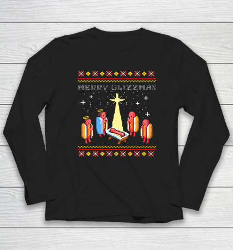 Merry Glizzmas Tacky Funny Merry Christmas Hot Dogs Long Sleeve T-Shirt