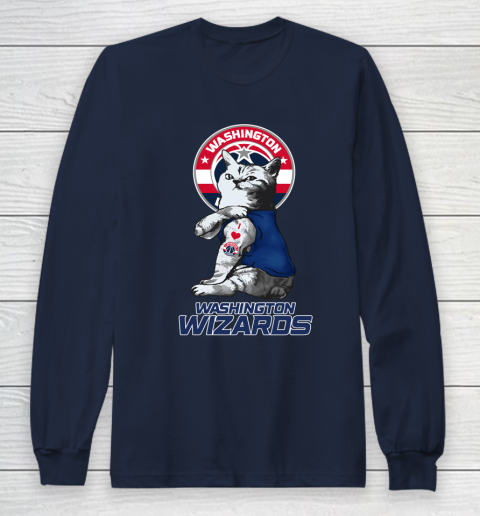 NBA Basketball My Cat Loves Washington Wizards Long Sleeve T-Shirt - Image 3
