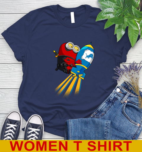 NFL Football Detroit Lions Deadpool Minion Marvel Shirt Women's T-Shirt 12