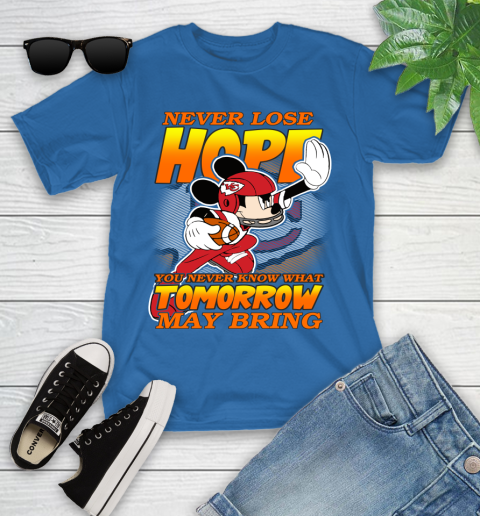 Kansas City Chiefs NFL Football Mickey Disney Never Lose Hope Youth T-Shirt 12