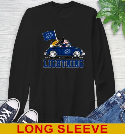NHL Hockey Tampa Bay Lightning Pluto Mickey Driving Disney Shirt Long Sleeve T-Shirt 2