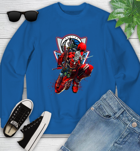 NBA Deadpool Marvel Comics Sports Basketball Dallas Mavericks Youth Sweatshirt 8