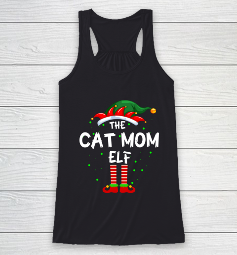 The Cat Mom Elf Family Matching Group Funny Christmas Pajama Racerback Tank