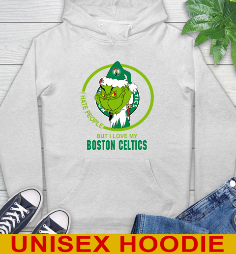 Boston Celtics NBA Christmas Grinch I Hate People But I Love My Favorite Basketball Team Hoodie