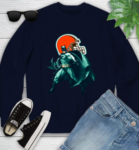 NFL Batman Football Sports Cleveland Browns Youth Sweatshirt 3