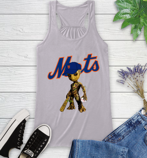 MLB New York Mets Groot Guardians Of The Galaxy Baseball Racerback Tank 5