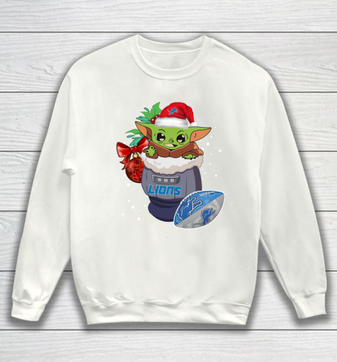 Detroit Lions Christmas Baby Yoda Star Wars Funny Happy NFL Sweatshirt 2