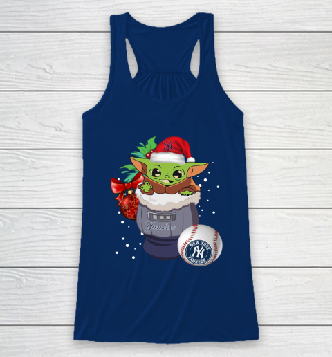 New York Yankees Christmas Baby Yoda Star Wars Funny Happy MLB Racerback Tank 7