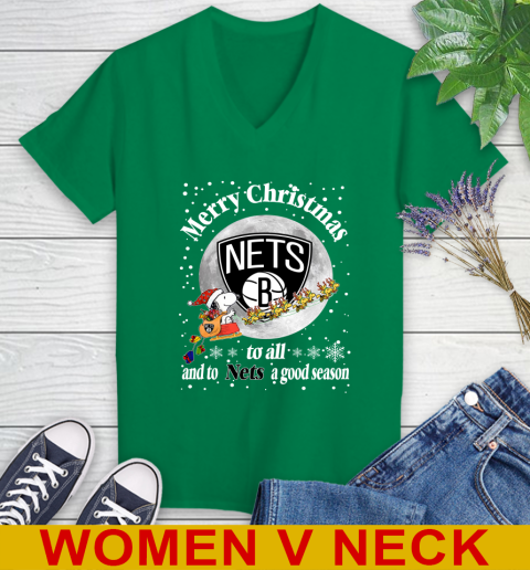 Brooklyn Nets Merry Christmas To All And To Nets A Good Season NBA Basketball Sports Women's V-Neck T-Shirt 5
