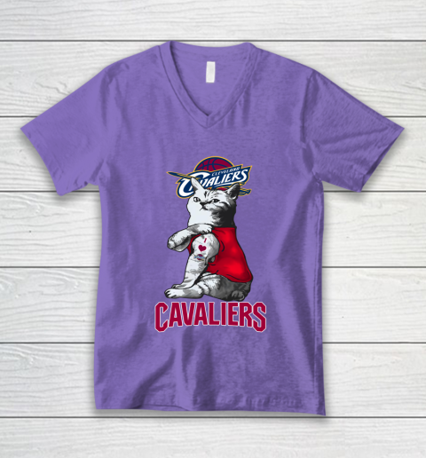 NBA Basketball My Cat Loves Cleveland Cavaliers V-Neck T-Shirt 8