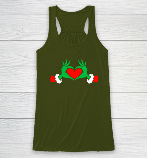 Funny Elf With Cute Heart Hands Style Christmas Costumes Racerback Tank - Image 3