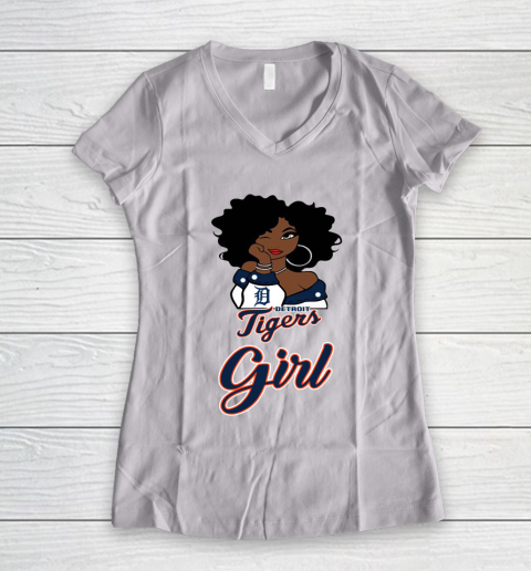 Detroit Tigerss Girl MLB Women's V-Neck T-Shirt 2