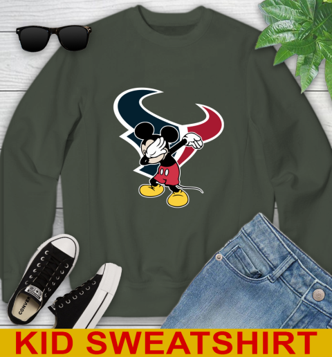 Houston Texans NFL Football Dabbing Mickey Disney Sports Youth Sweatshirt 9