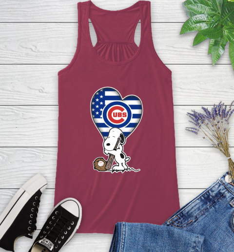 Chicago Cubs MLB Baseball The Peanuts Movie Adorable Snoopy Racerback Tank 8