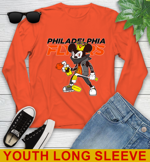 Philadelphia Flyers NHL Hockey Mickey Peace Sign Sports Youth Long Sleeve 4