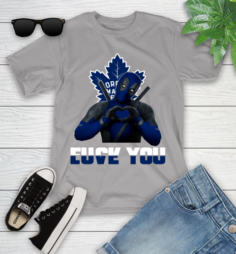 NHL Toronto Maple Leafs Deadpool Love You Fuck You Hockey Sports Youth T-Shirt 4