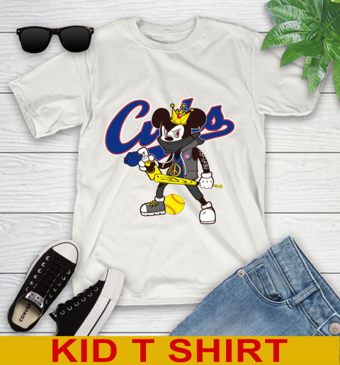 Chicago Cubs MLB Baseball Mickey Peace Sign Sports Youth T-Shirt