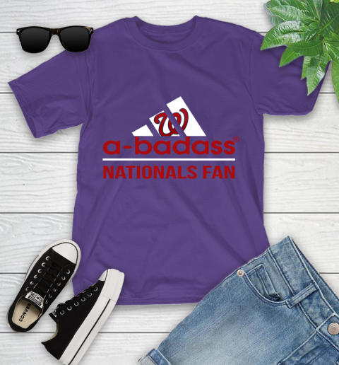 MLB A Badass Washington Nationals Fan Adidas Baseball Sports Youth T-Shirt 3