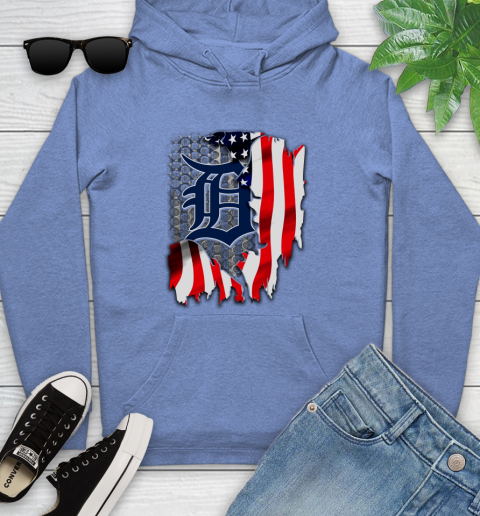 Detroit Tigers MLB Baseball American Flag Youth Hoodie 13