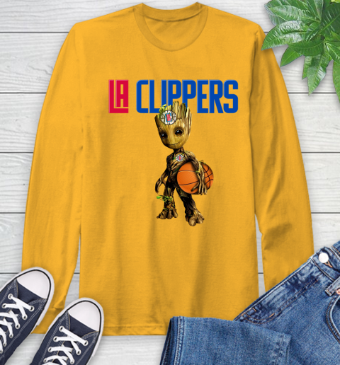 LA Clippers NBA Basketball Groot Marvel Guardians Of The Galaxy Long Sleeve T-Shirt 3