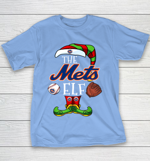 New York Mets Christmas ELF Funny MLB Youth T-Shirt 8
