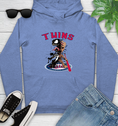 MLB Minnesota Twins Baseball Venom Groot Guardians Of The Galaxy Youth Hoodie 12