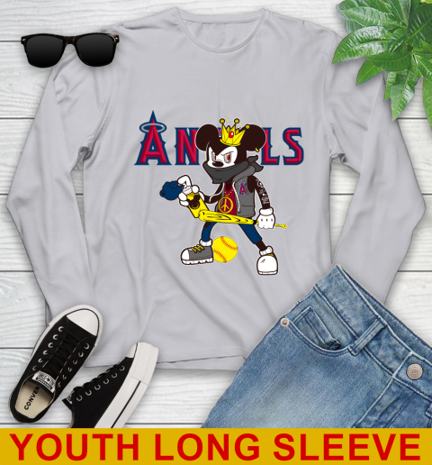 Los Angeles Angels MLB Baseball Mickey Peace Sign Sports Youth Long Sleeve 6