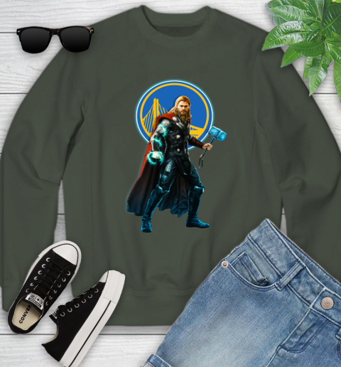 NBA Thor Avengers Endgame Basketball Golden State Warriors Youth Sweatshirt 10