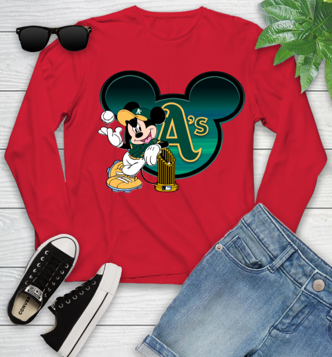 MLB Oakland Athletics The Commissioner's Trophy Mickey Mouse Disney Youth Long Sleeve 11