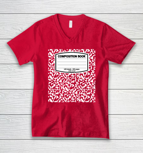 Composition Book Notebook Matching group Halloween Teacher V-Neck T-Shirt 5