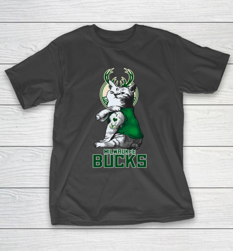 NBA Basketball My Cat Loves Milwaukee Bucks T-Shirt
