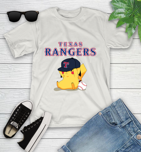 MLB Pikachu Baseball Sports Texas Rangers Youth T-Shirt 12