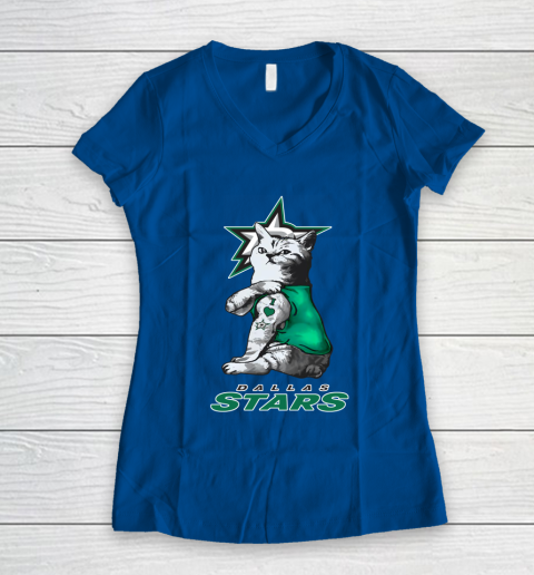 NHL My Cat Loves Dallas Stars Hockey Women's V-Neck T-Shirt 7
